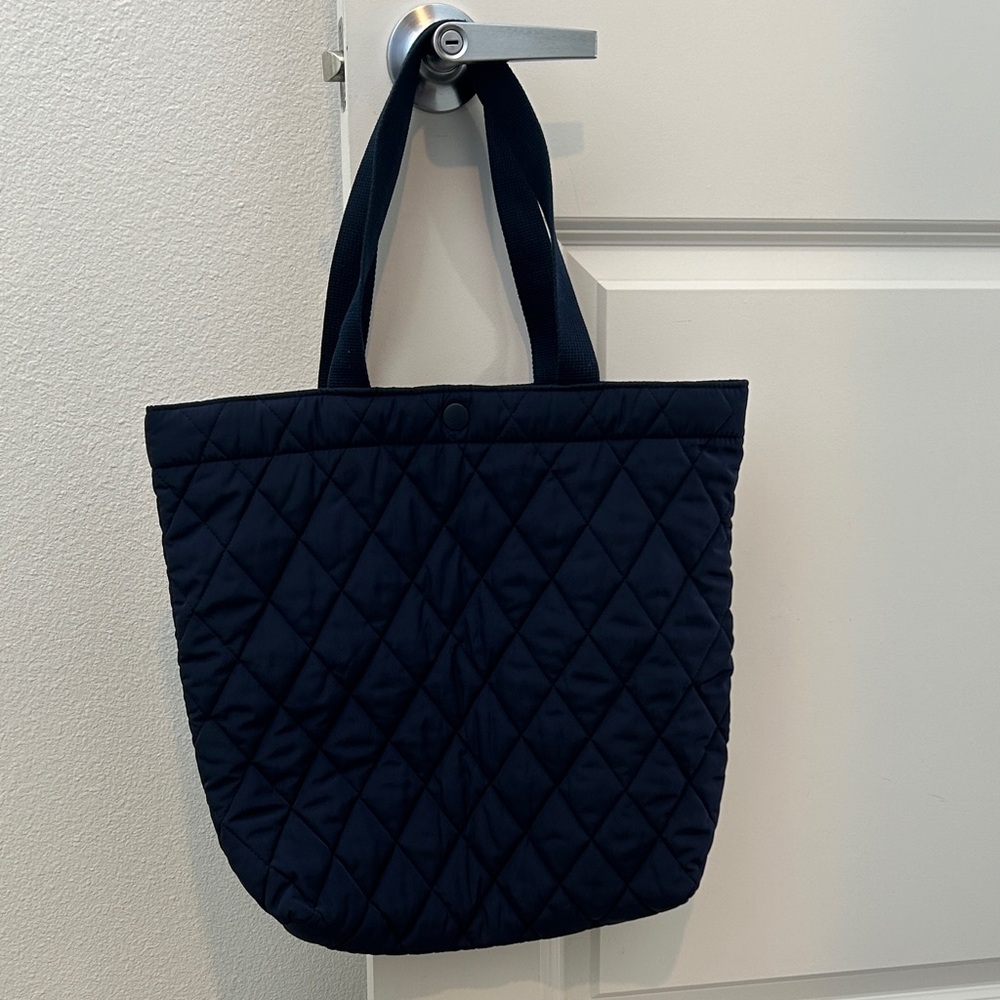 Elegant Navy Blue Quilted Tote Bag